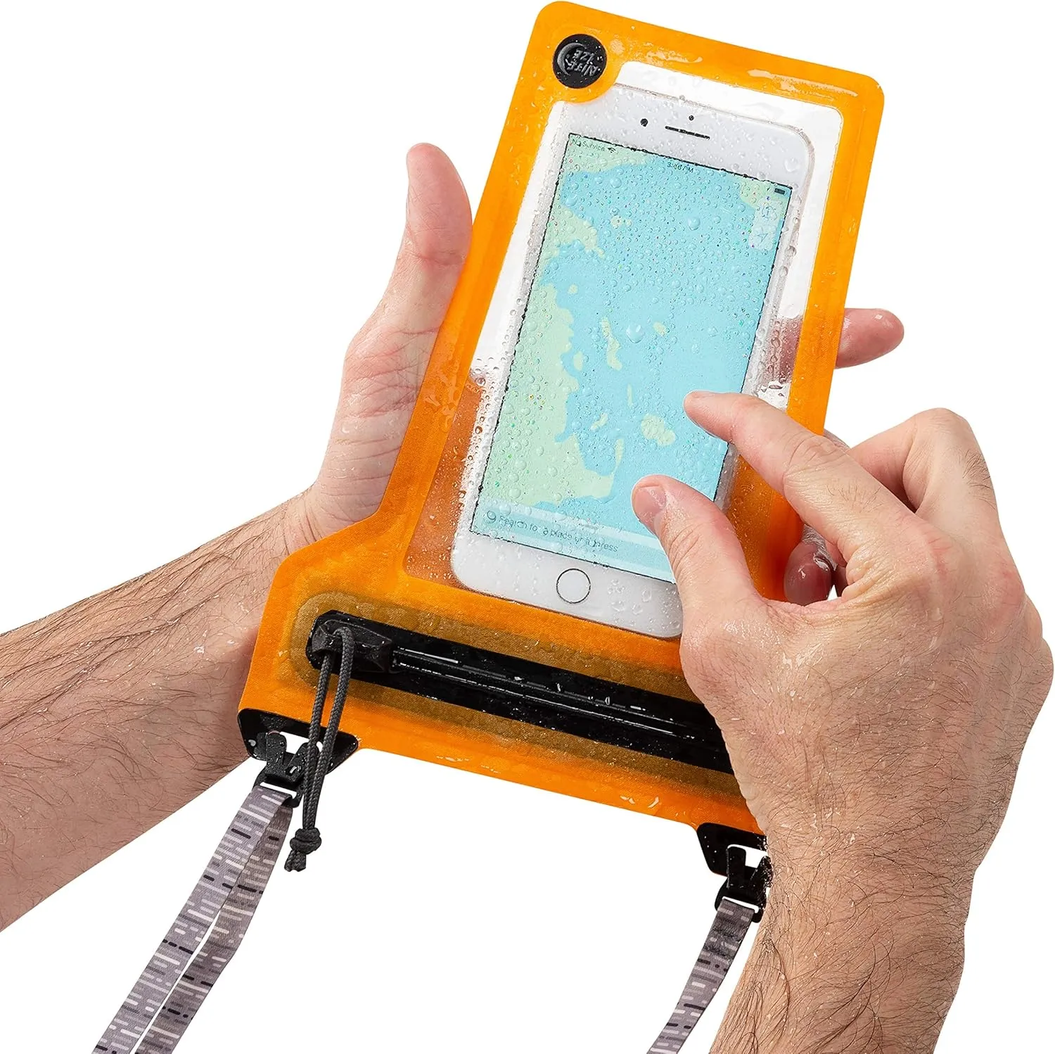 Nite Ize Runoff Waterproof Phone Pouch with Lanyard and Zipper, IP67 Universal Waterproof Case for iPhone 11/11 Pro Max/Xs Max/XR/X/8/8P Galaxy, Orange (ROPPL-19-R3)
