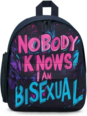 Nobody Knows I Am Bisexual Cute Backpack Shoulders Bag Casual Daypacks Travel Back Pack for Camping Hiking Blue-style