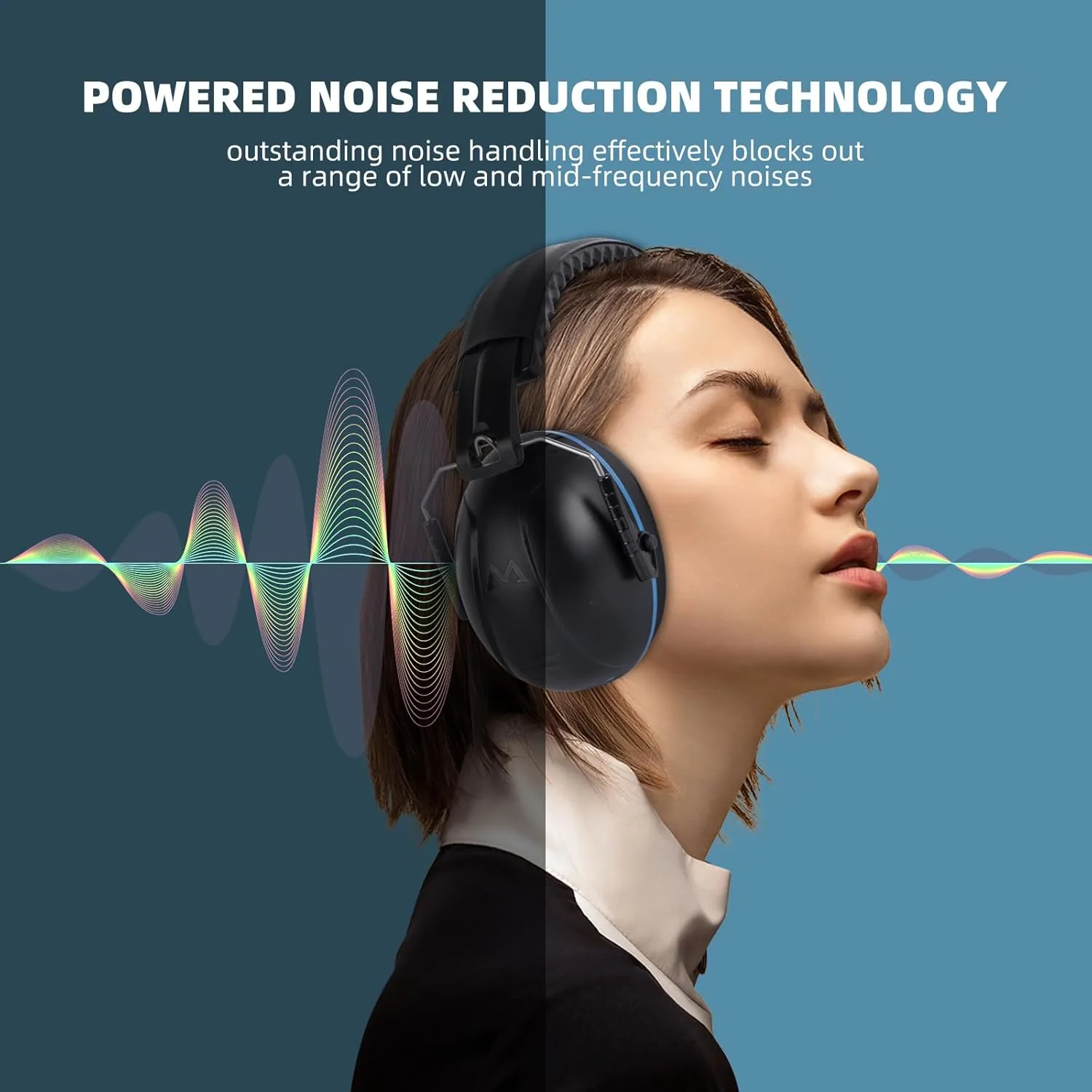 Noise Cancelling Ear muffs for Shooting Ear Protection, SNR 35dB Noise Reduction Headphones for Adult Kids Autism, Adjustable Sound proof Hearing Protection for Shooting Mowing Construction(Blue)