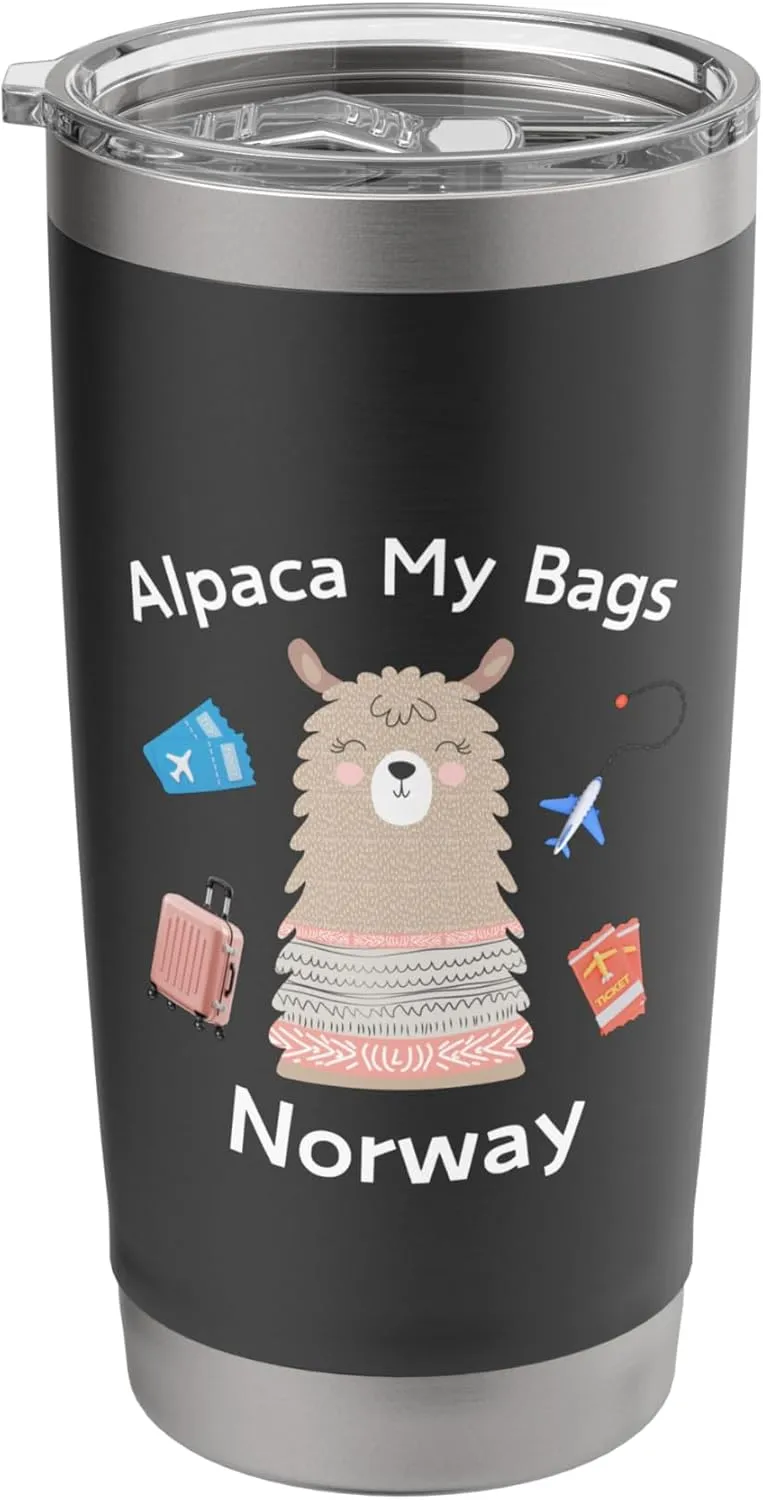 Norway Vacation Alpaca My Bags Norway Stainless Steel Insulated Tumbler