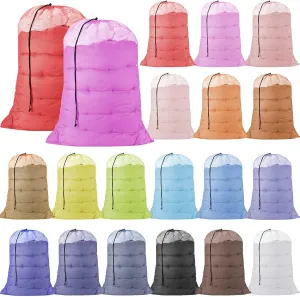 Nuenen 20 Pieces Mesh Laundry Bag, 24" x 36" Large Travel Laundry Bags with Drawstring Lock Closure Machine Washable Dirty Clothes Bags for Factories, College, Dorm and Apartment, Assorted Colors