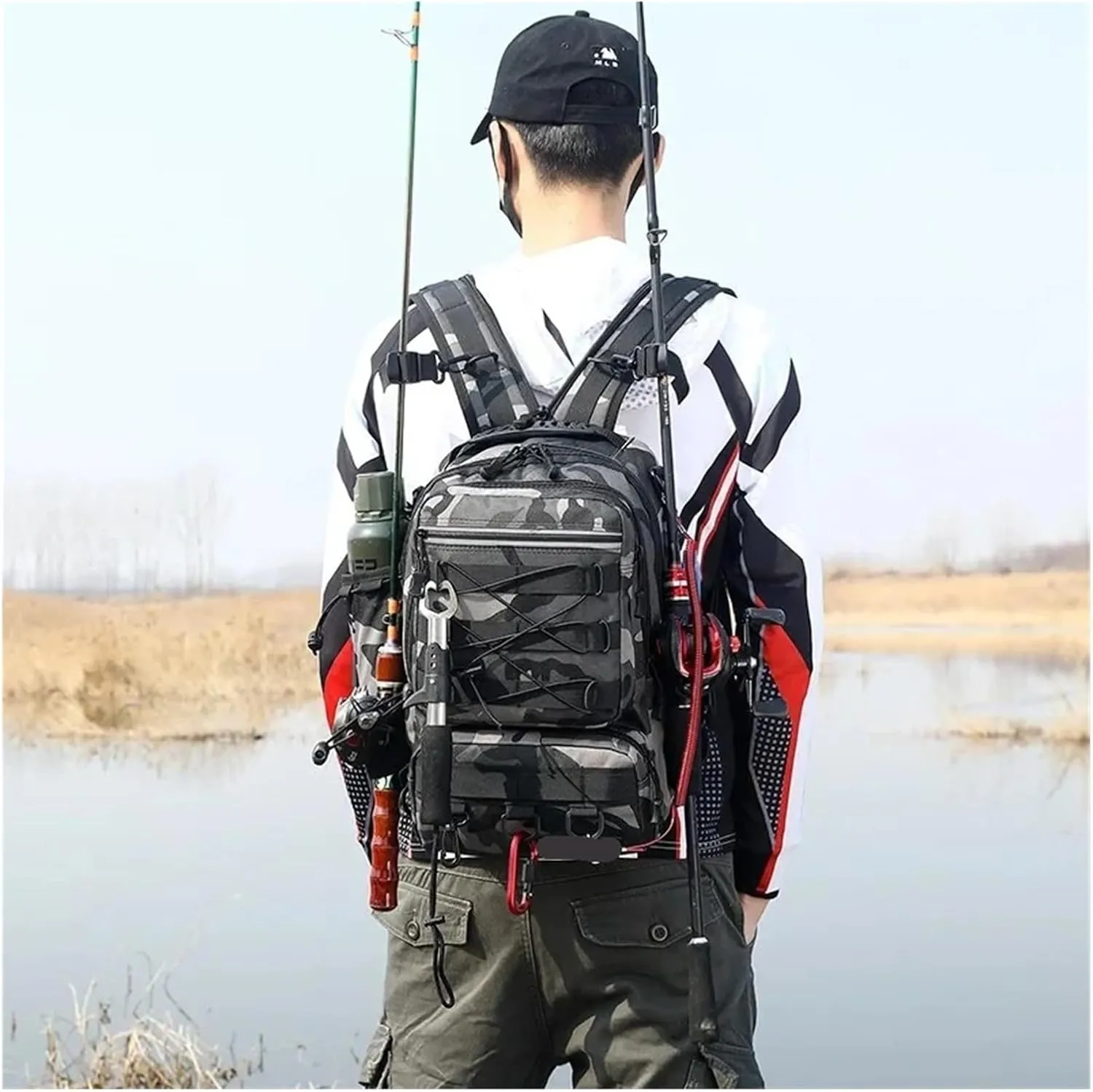Nylon Waterproof Outdoor Sports Camping Hiking Trekking Fishing Hunting Backpack(F)