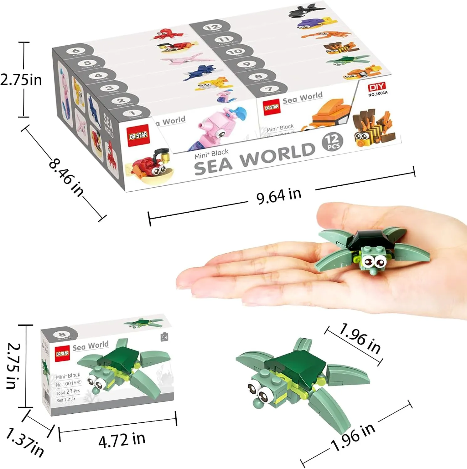 Ocean Party Favors for Kids Goodie Bags,12PCS Sea Animal Mini Building Blocks, Building Sets Stem Toys, Assorted Building Blocks Sets for Birthday Party Gift,Goodie Bags, Prize,Cake Topper