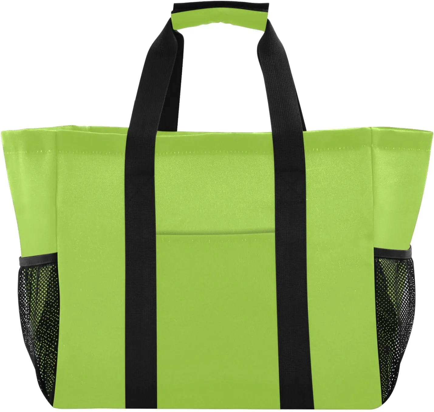 ODAWA Yellow Green Packable Canvas Beach Tote for Summer and Travel, Reusable Foldable Beach Bag with Pockets