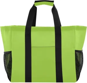 ODAWA Yellow Green Packable Canvas Beach Tote for Summer and Travel, Reusable Foldable Beach Bag with Pockets