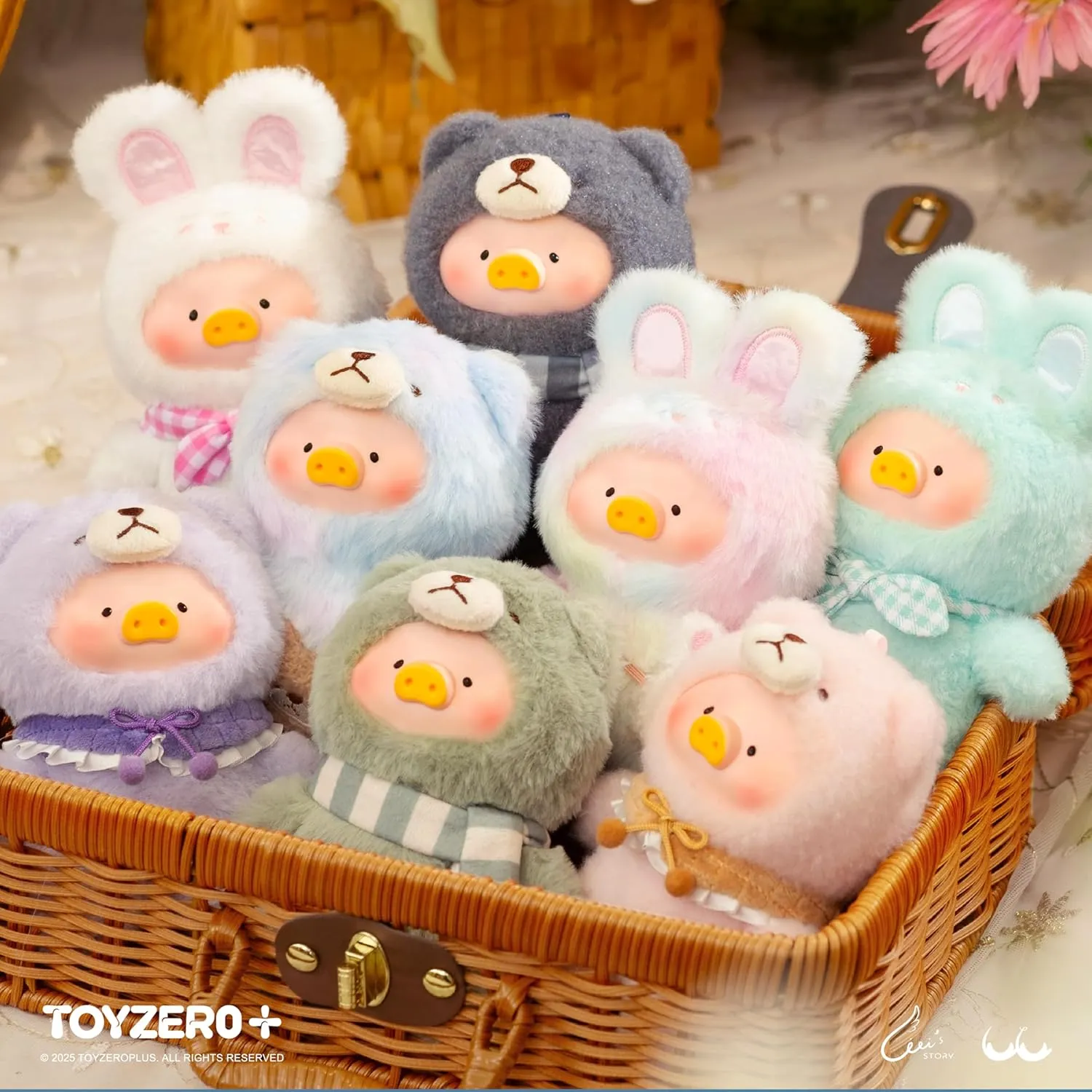 Official Lulu The Piggy Blind Box - Joyful Time Series Plush Keychain Blind Boxes Figures Cute Stuffed Animals Mystery Box Collectibles Toys Home Decorations Holiday Birthday Gifts, Single Box