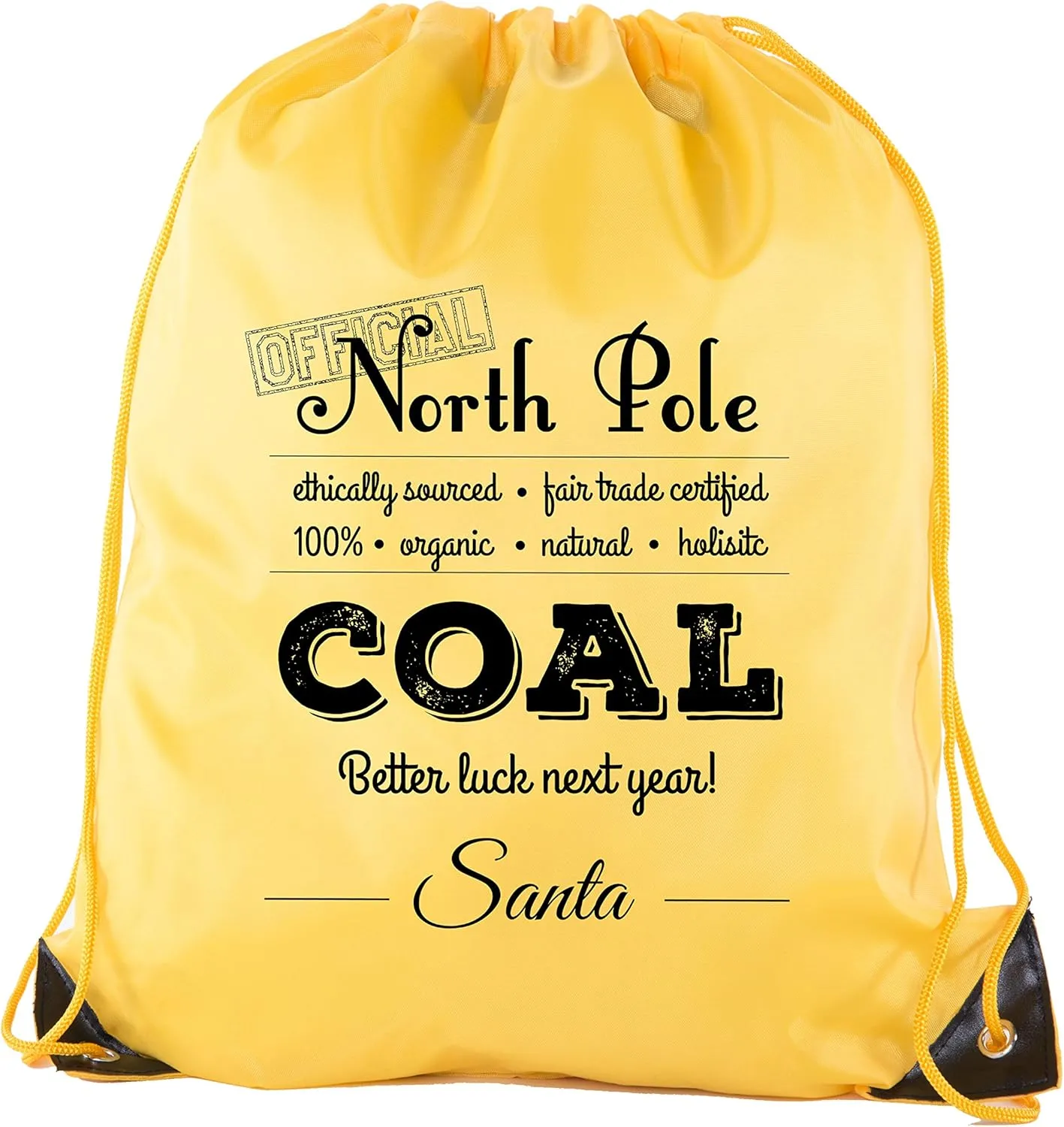 Official North Pole Coal Cinch Bag, Christmas Backpack, Santa Gift Bags!