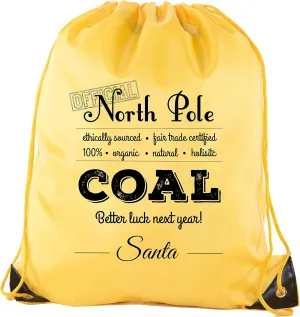 Official North Pole Coal Cinch Bag, Christmas Backpack, Santa Gift Bags!
