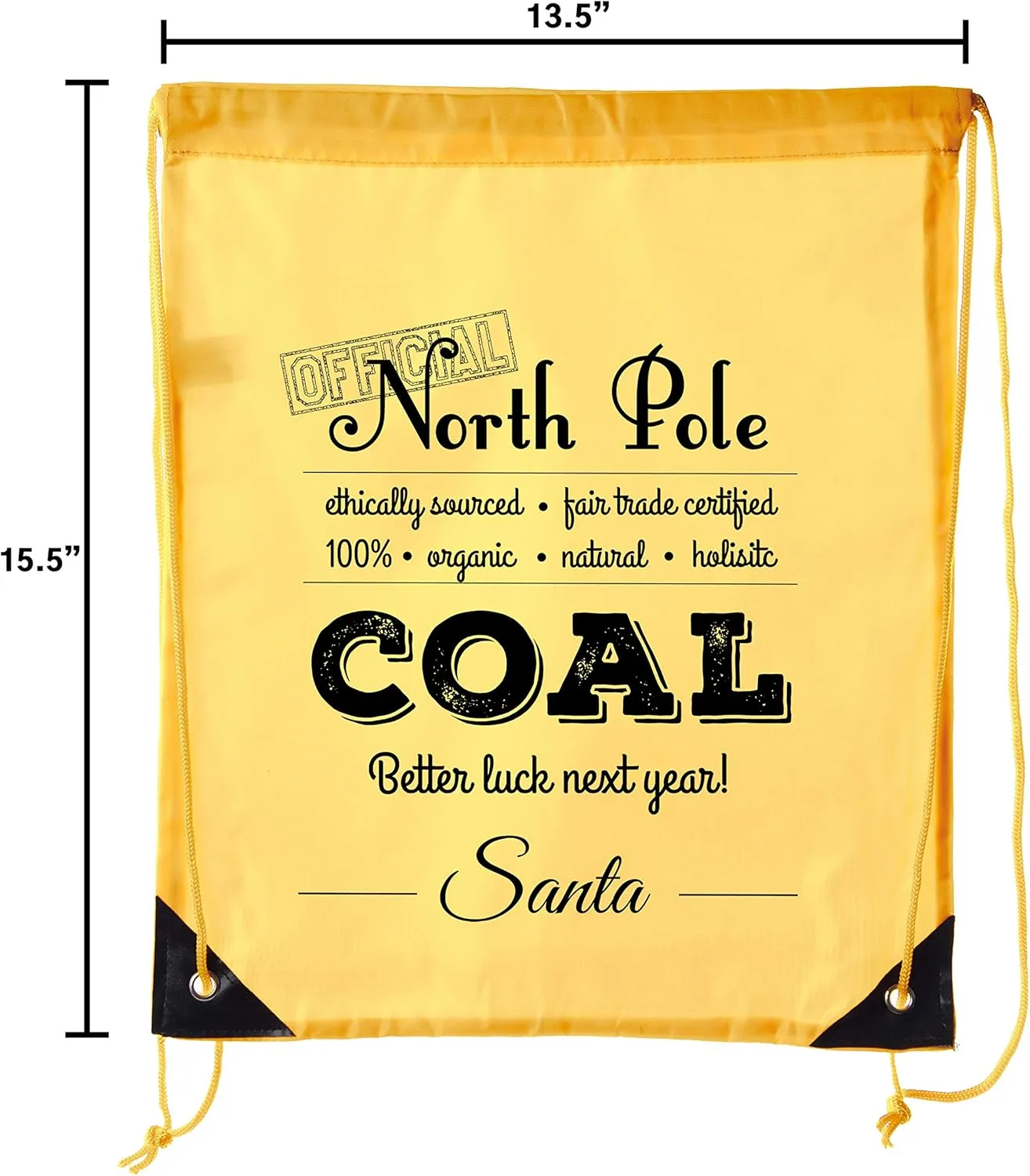 Official North Pole Coal Cinch Bag, Christmas Backpack, Santa Gift Bags!