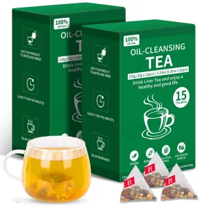 Oil Cleansing Tea Organic 10 Excellent Herbals with Formula,Oil-Reducing Teabag,Chinese Tea for Cleanse & Detox Liver (30 Bags,2 Box)