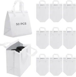 OMISTAR 50 PCS Insulated Take Away Bags, 9.5 x 6 x 9.5 Inches Bulk Food Bags Thermal Insulation for Coffee Milk Tea, Hot Cold Food Cooler Bags Pizza Delivery Bags for Restaurant Grocery
