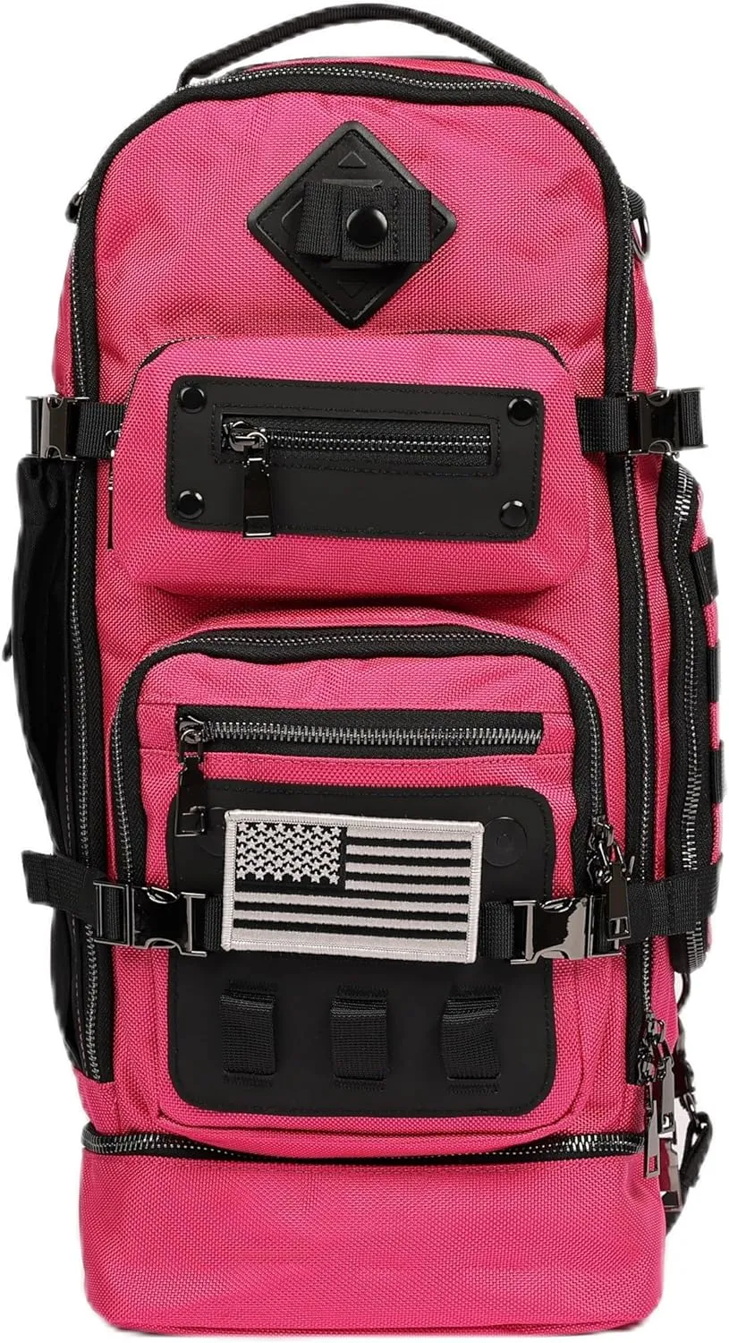 OPULENT Tactical Sling Bag for Men- Durable Tactical sling backpack- Premium Metal Components Shoulder Bag for Men (Pink)