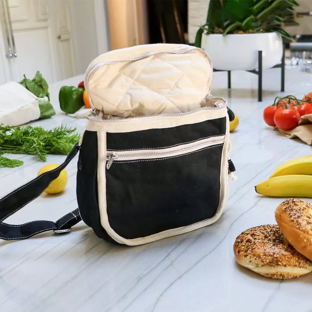 Organic Cotton Insulated Lunch Bag - Black