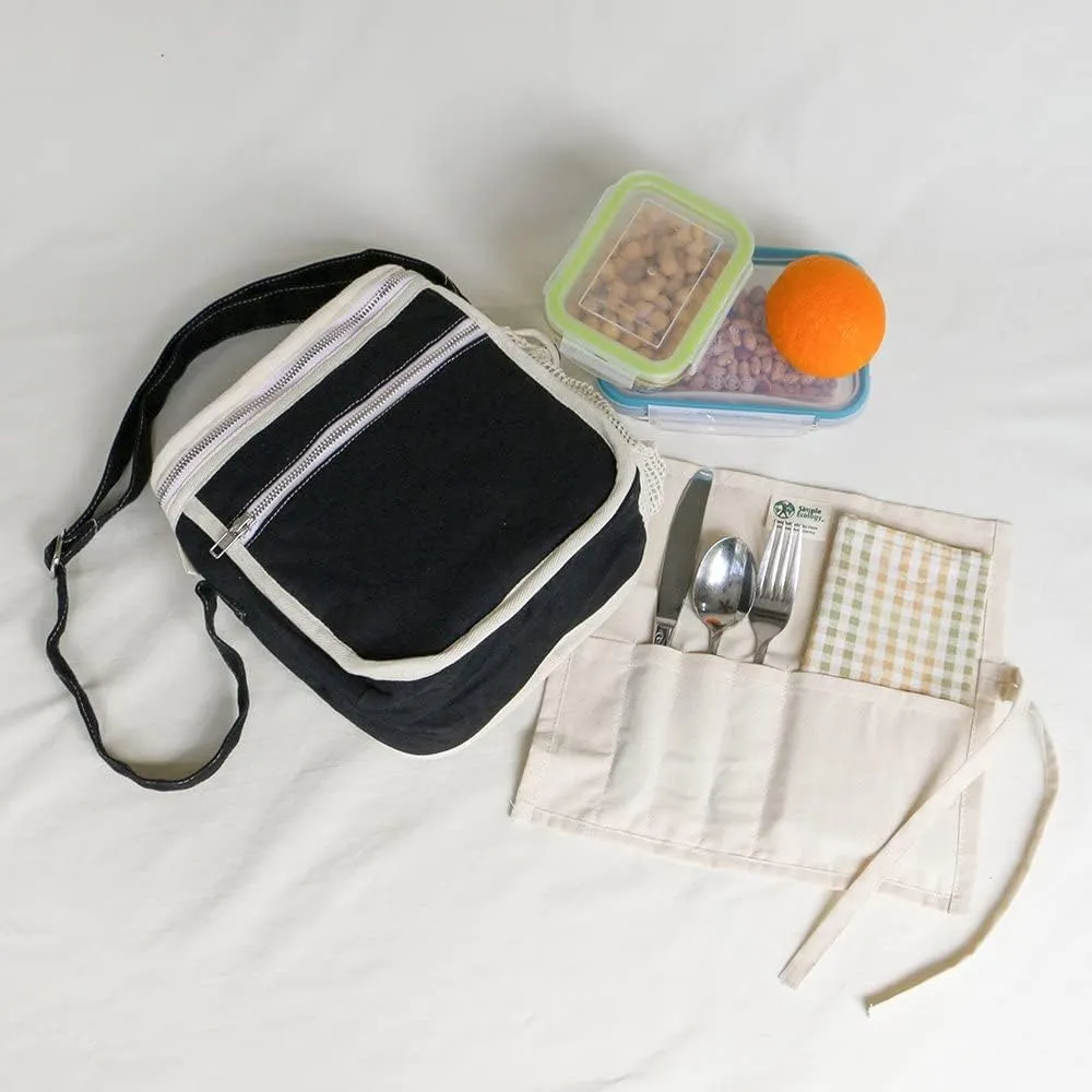 Organic Cotton Insulated Lunch Bag - Black