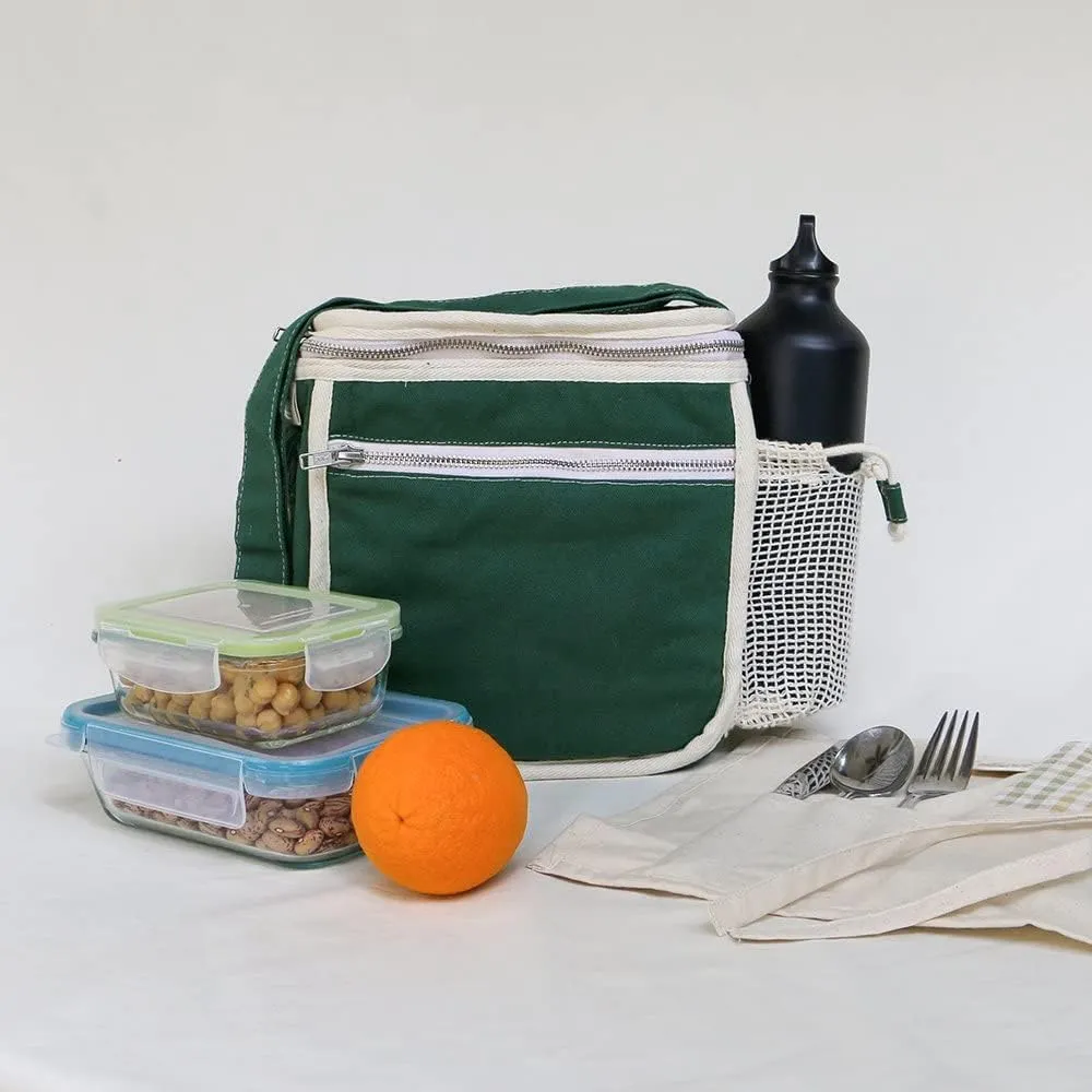Organic Cotton Insulated Lunch Bag - Black