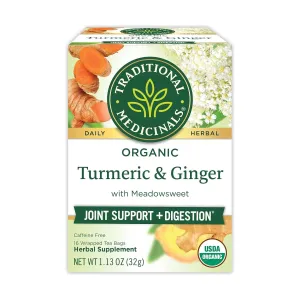 Organic Turmeric With Meadowsweet & Ginger Herbal Tea Bags, 16 Count
