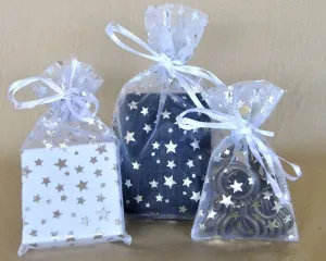 Organza Bags | White With Silver Stars