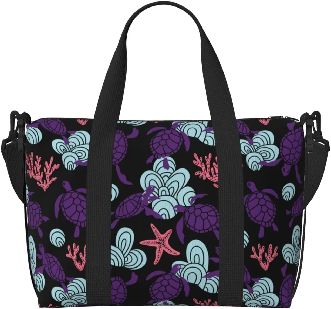 Ornamental Turtles Travel Bag Weekender Bags for Women Men Carry on Overnight Bag Tote Bag Yoga Gym Bag With Adjustable Straps for Gym, Work, Personal Items