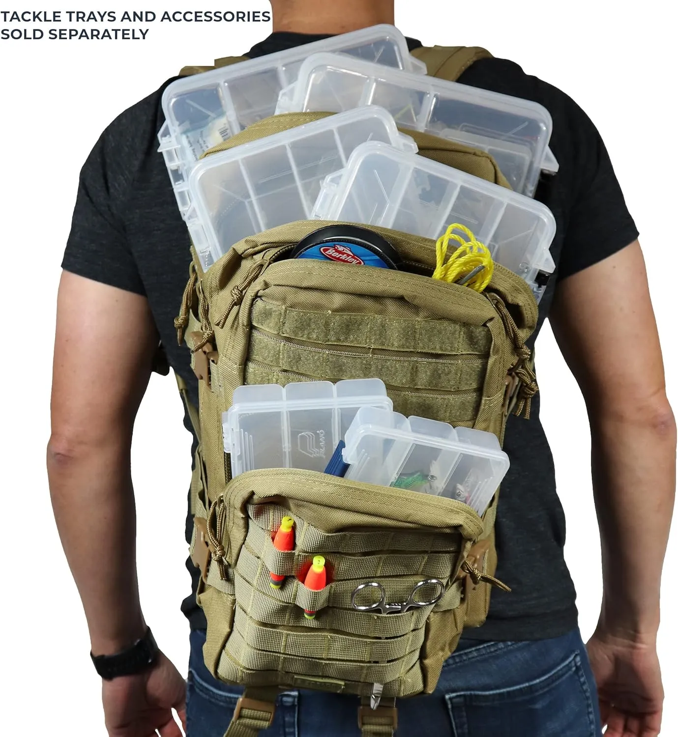 Osage River Fishing Backpack Tackle and Rod Storage - Khaki
