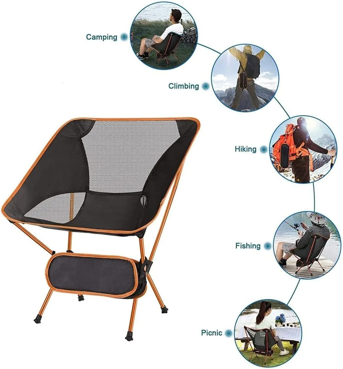 Outdoor Camping Chair Ultralight Camping Chair with Handbag Outdoor Portable Folding Chair for Picnic Beach Travel Hiking Fishing Chairs Portable Folding Lawn Chairs