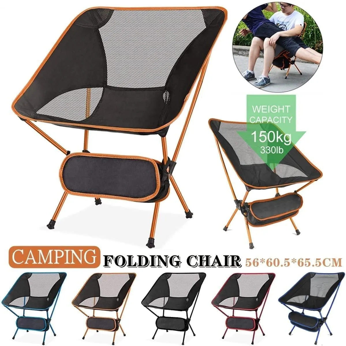 Outdoor Camping Chair Ultralight Camping Chair with Handbag Outdoor Portable Folding Chair for Picnic Beach Travel Hiking Fishing Chairs Portable Folding Lawn Chairs