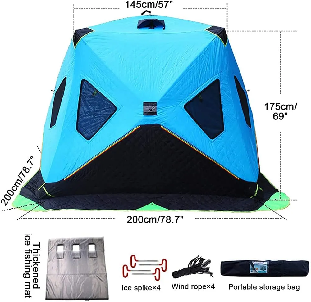 Outdoor Camping Tent Heavy-Duty Ice Fishing Shelter Water-Repellent and Wind-Resistant Portable Insulated Ice Fishing Tent, Easy Set Up