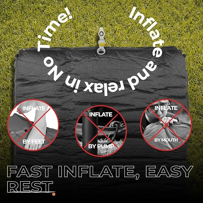 Overmont Self Inflating Sleeping Pad for Camping - 3” Ultra Thick Memory Foam Camping Pad - Inflatable Camping Mattress Pad 4 Season Camp Sleeping Mat for Car Truck Travel Tent