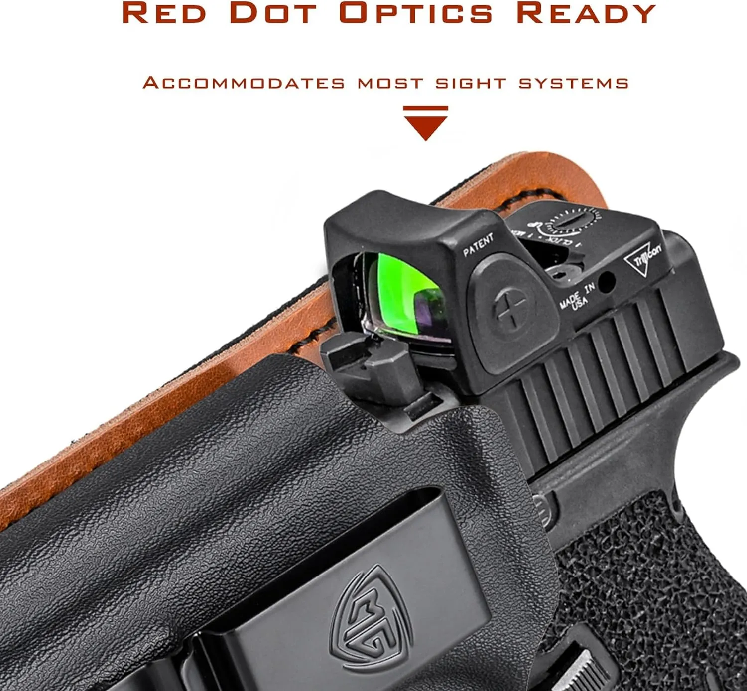 P365 AXG Legion Holster with Comfort Foam Pad, IWB Kydex and Leather Hybrid Holster for 9mm Sig Sauer P365 AXG Legion Pistol Inside Waistband Concealed Carry - Red Dot Optic Cut