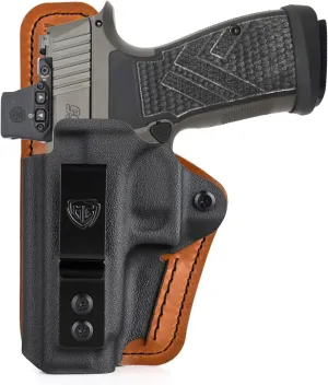 P365 AXG Legion Holster with Comfort Foam Pad, IWB Kydex and Leather Hybrid Holster for 9mm Sig Sauer P365 AXG Legion Pistol Inside Waistband Concealed Carry - Red Dot Optic Cut