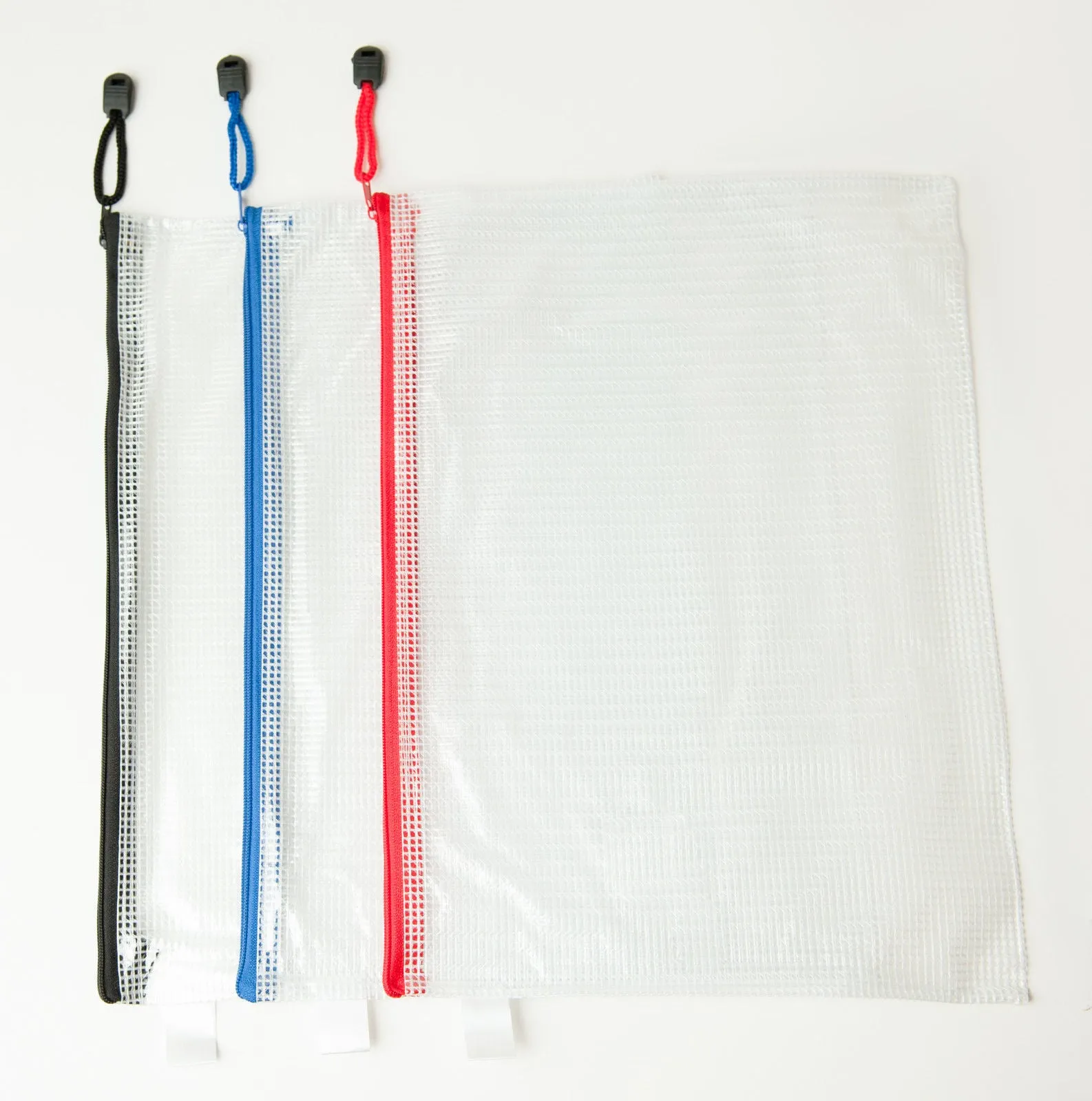 Pack of 12 A3 Red Zip Strong Mesh Bags - Tough Waterproof Storage