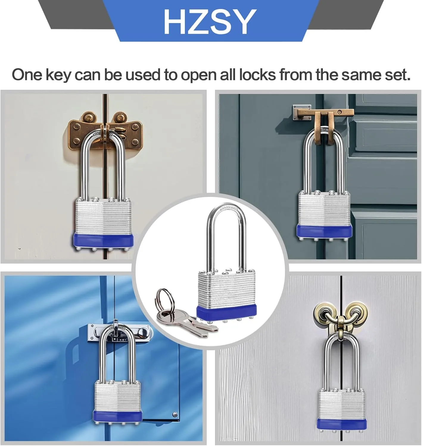 Padlocks Keyed Alike, Pack of 24, Laminated Steel Keyed Lock (1-9/16", 40mm), Padlocks with Same Key, Long Shackle, for Toolbox, Locker & StorageUnit or More
