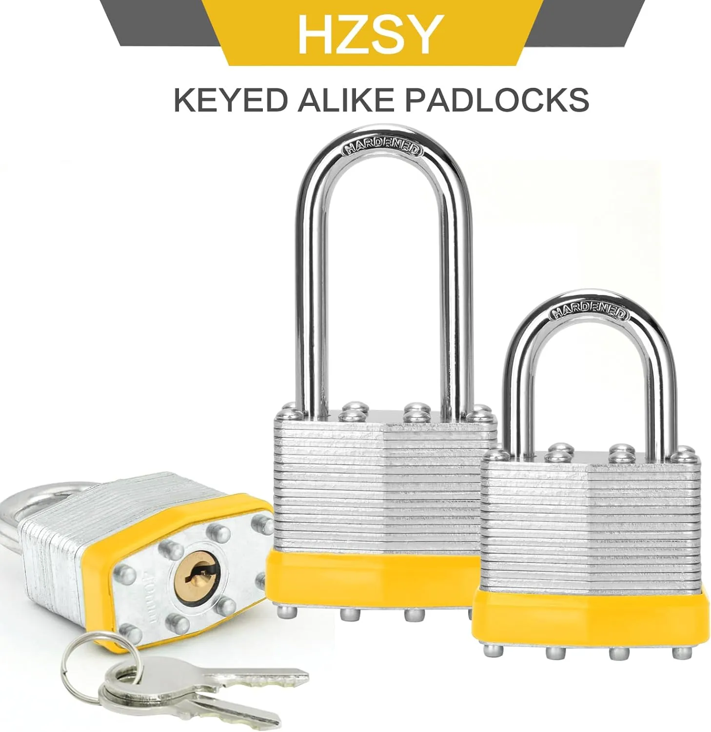 Padlocks Keyed Alike, Pack of 24, Laminated Steel Keyed Lock (1-9/16", 40mm), Padlocks with Same Key, Normal Shackle, for Toolbox, Locker & StorageUnit or More