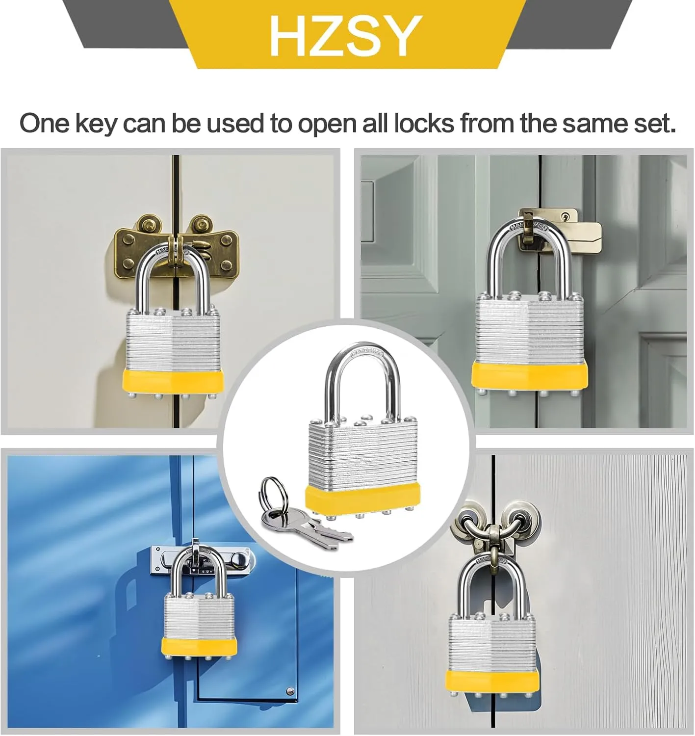 Padlocks Keyed Alike, Pack of 24, Laminated Steel Keyed Lock (1-9/16", 40mm), Padlocks with Same Key, Normal Shackle, for Toolbox, Locker & StorageUnit or More