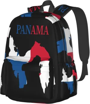 Panama flag map Laptop Backpack Work Travel Backpacks Business Rucksack Casual Outdoor Daypack with Adjustable Strap Bags for Sports Office Gym Hiking