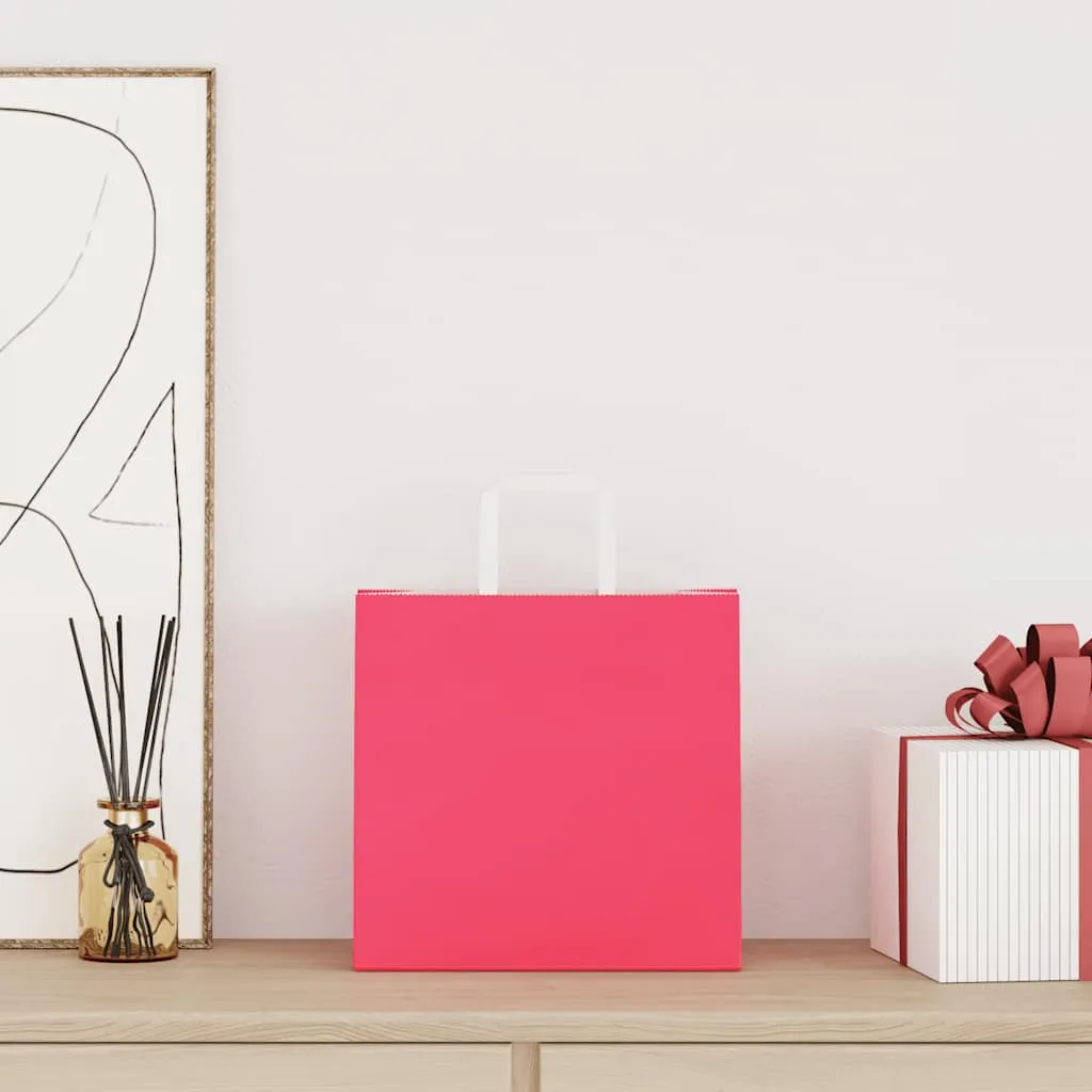 Paper Bags 50 pcs with Handles Pink 26x17x25 cm