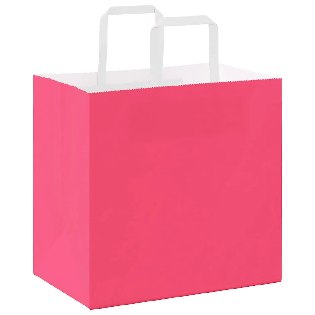 Paper Bags 50 pcs with Handles Pink 26x17x25 cm