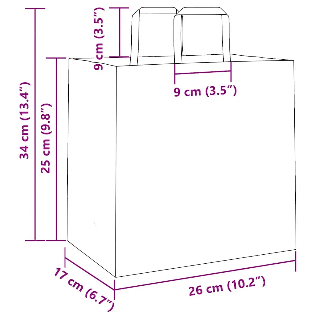Paper Bags 50 pcs with Handles Pink 26x17x25 cm