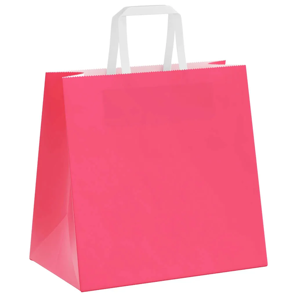 Paper Bags 50 pcs with Handles Pink 26x17x25 cm