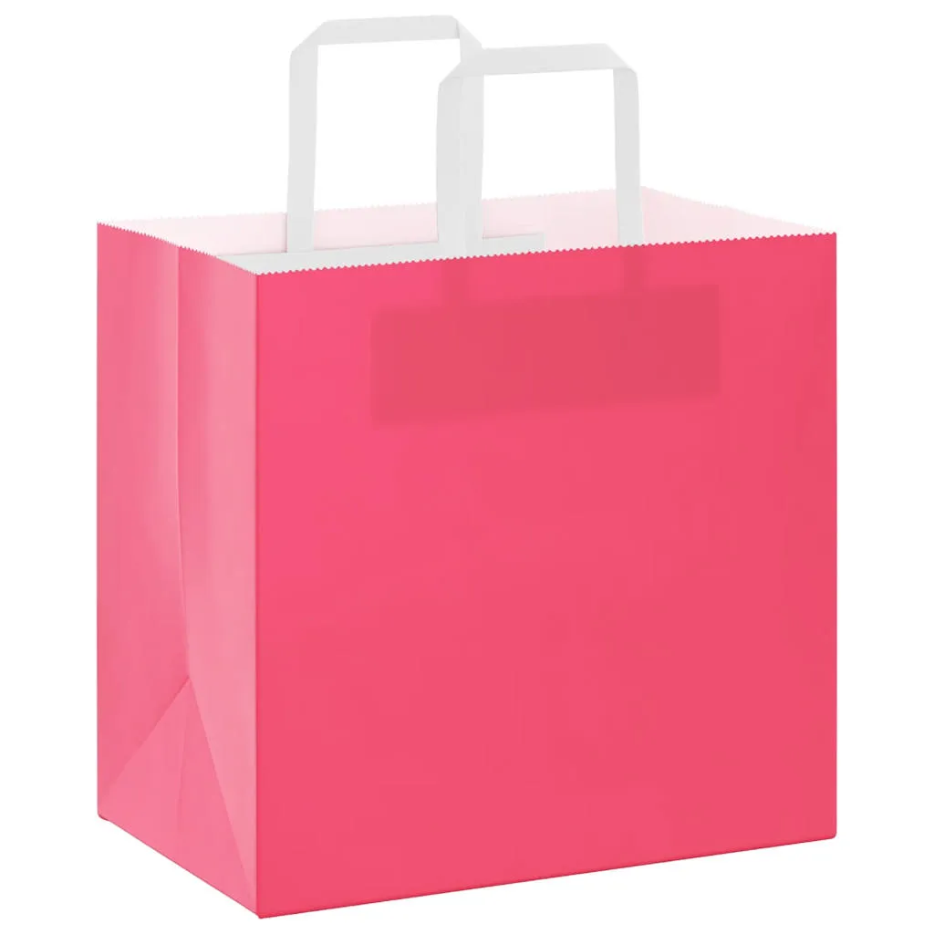 Paper Bags 50 pcs with Handles Pink 26x17x25 cm