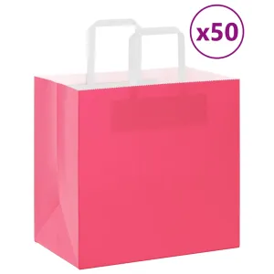 Paper Bags 50 pcs with Handles Pink 26x17x25 cm