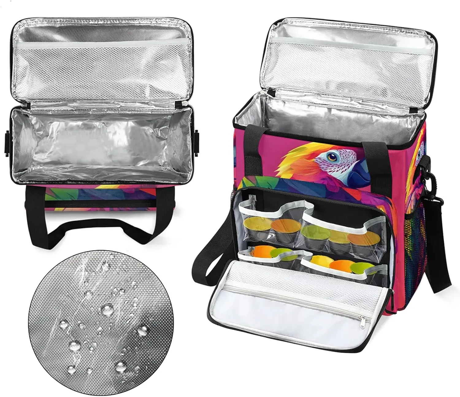 Parrot Coffee Maker Travel Bag, Bird Insulated Grocery Bag Travel Picnic Leakproof Cooler Bags With Shoulder Strap
