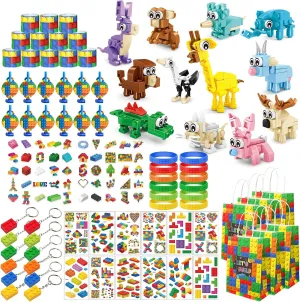 Party Favors for Kids Ages 6-12, 134 Pcs Animals Building Blocks Bulk Toys for Boys Girls, Goodie Bags Stuffers Fillers, Pinata Stocking Stuffers, Classroom Carnival Prizes, Birthday Gifts
