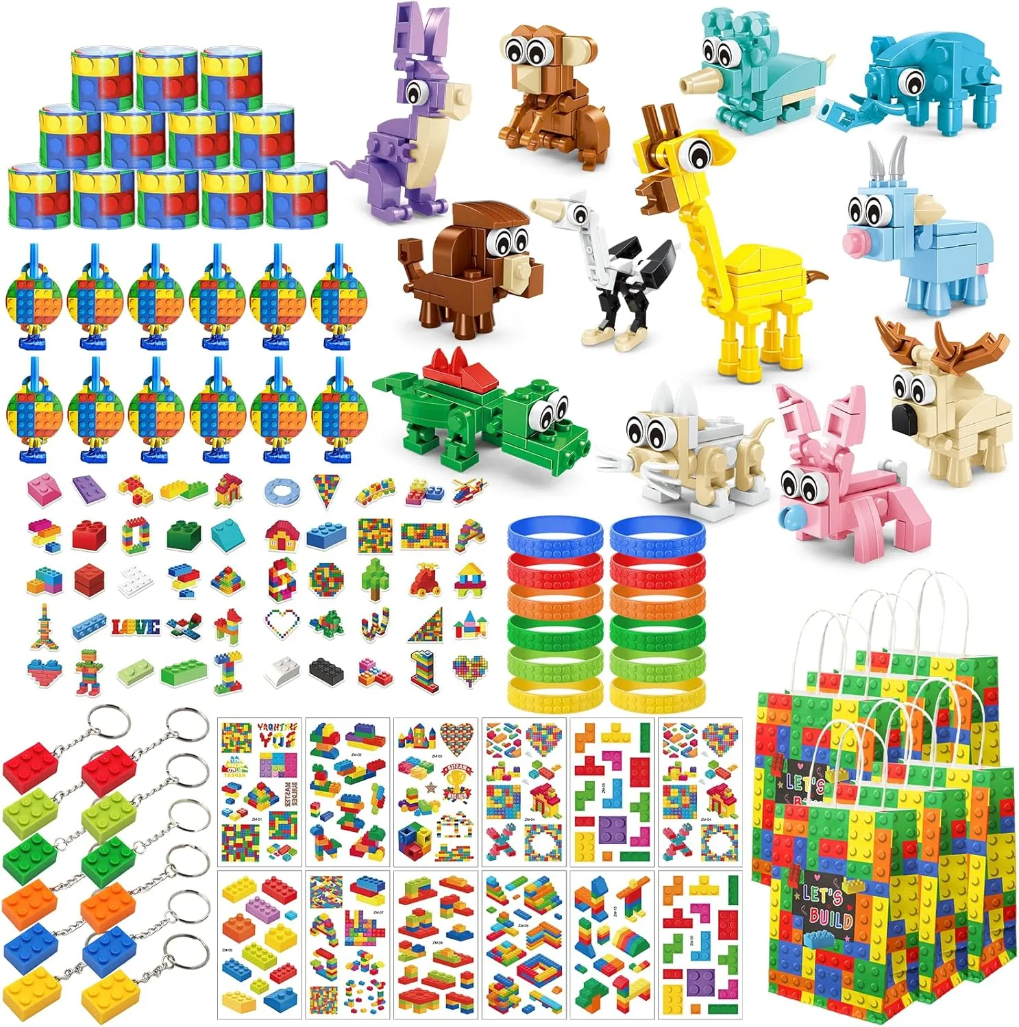 Party Favors for Kids Ages 6-12, 134 Pcs Animals Building Blocks Bulk Toys for Boys Girls, Goodie Bags Stuffers Fillers, Pinata Stocking Stuffers, Classroom Carnival Prizes, Birthday Gifts