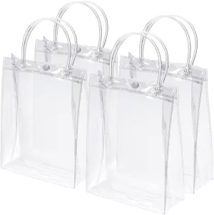 PATIKIL 40 Pack Clear PVC Gift Bags, 9" x 6.7" x 2.8" Reusable Mini Transparent Plastic Gift Wrap Tote Bag with Handles for Shopping Party Wedding