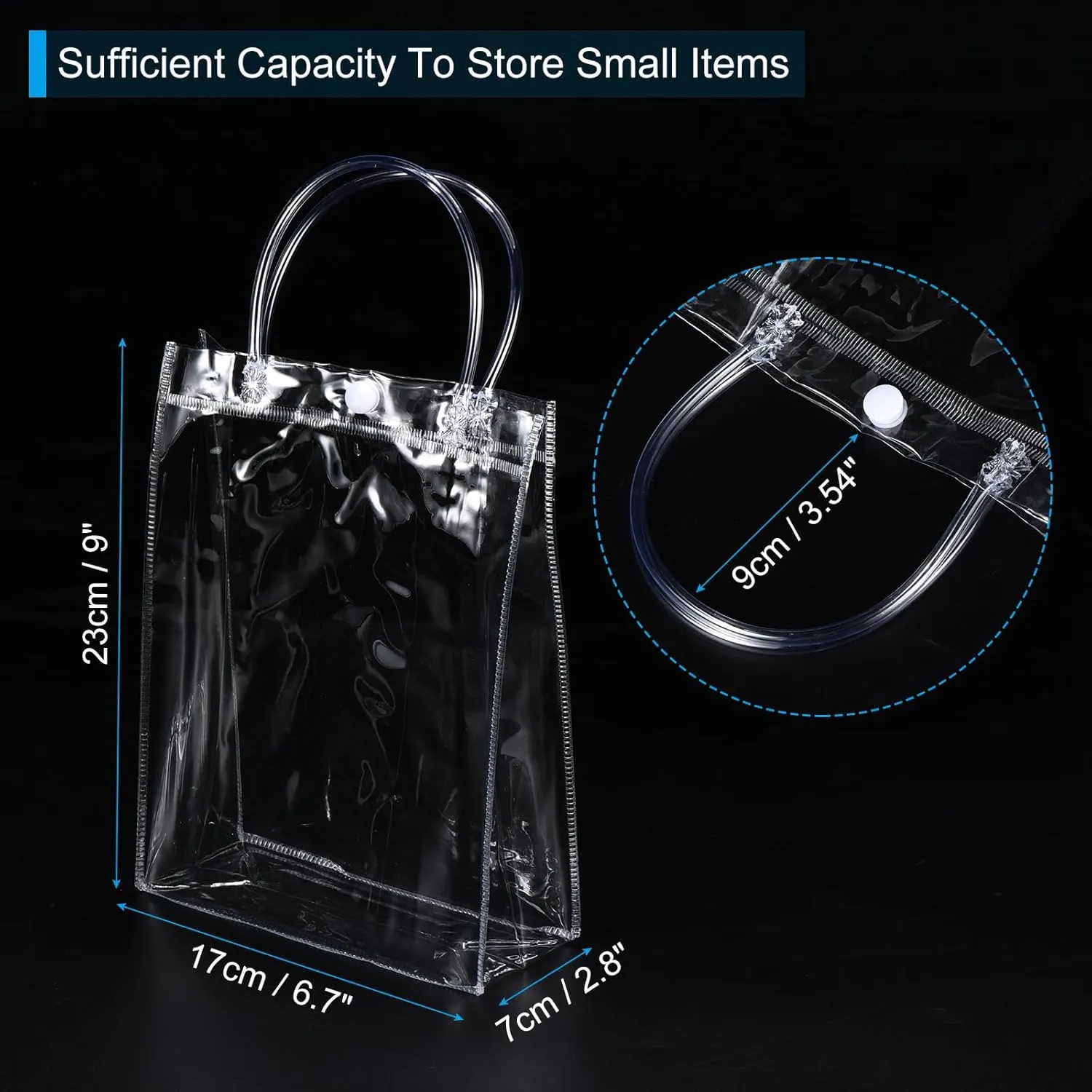 PATIKIL 40 Pack Clear PVC Gift Bags, 9" x 6.7" x 2.8" Reusable Mini Transparent Plastic Gift Wrap Tote Bag with Handles for Shopping Party Wedding