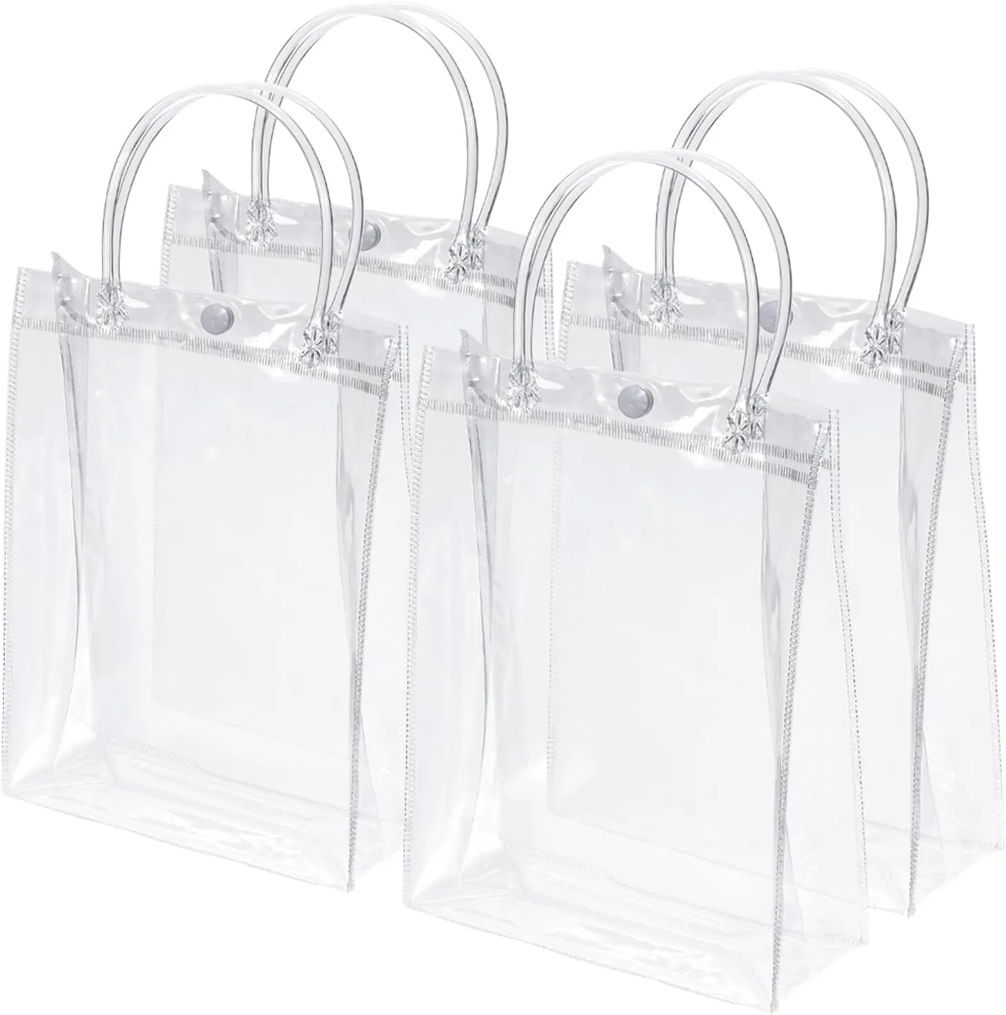 PATIKIL 40 Pack Clear PVC Gift Bags, 9" x 6.7" x 2.8" Reusable Mini Transparent Plastic Gift Wrap Tote Bag with Handles for Shopping Party Wedding