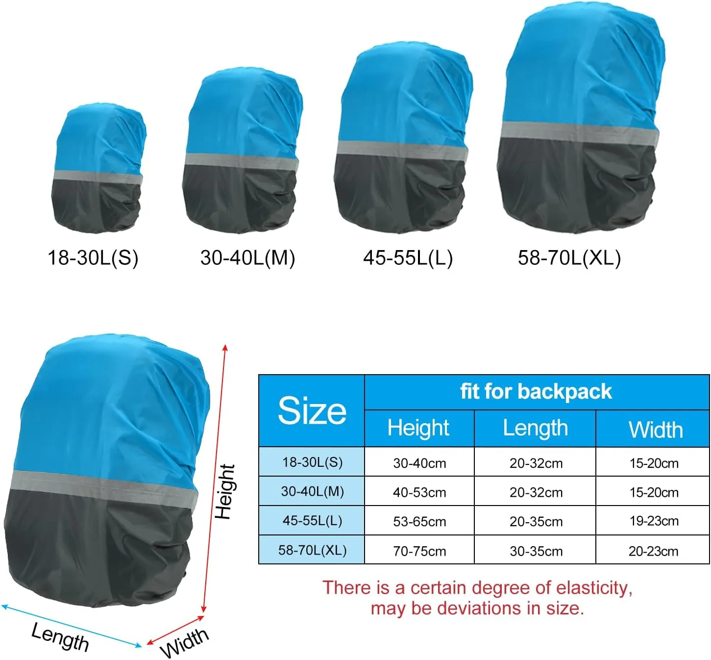 PATIKIL Waterproof Backpack Rain Cover, Non-Slip Ultralight Backpack Cover with Reflective Strip for Hiking Camping Traveling Cycling