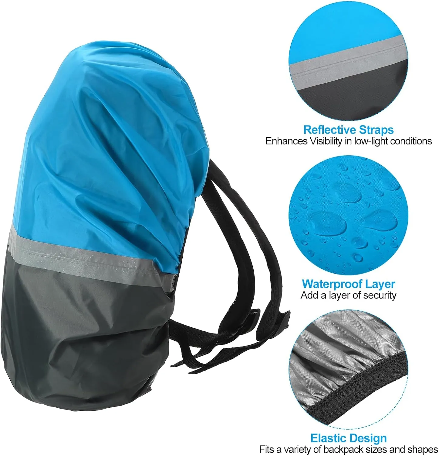 PATIKIL Waterproof Backpack Rain Cover, Non-Slip Ultralight Backpack Cover with Reflective Strip for Hiking Camping Traveling Cycling