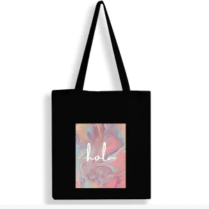 Peach Blossom Women's Cotton Printed Tote Bag With Zipper and Pouch