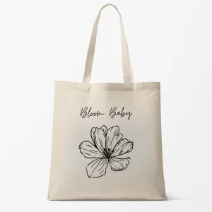 Peach Blossom Women's Cotton Printed Tote Bag With Zipper and Pouch